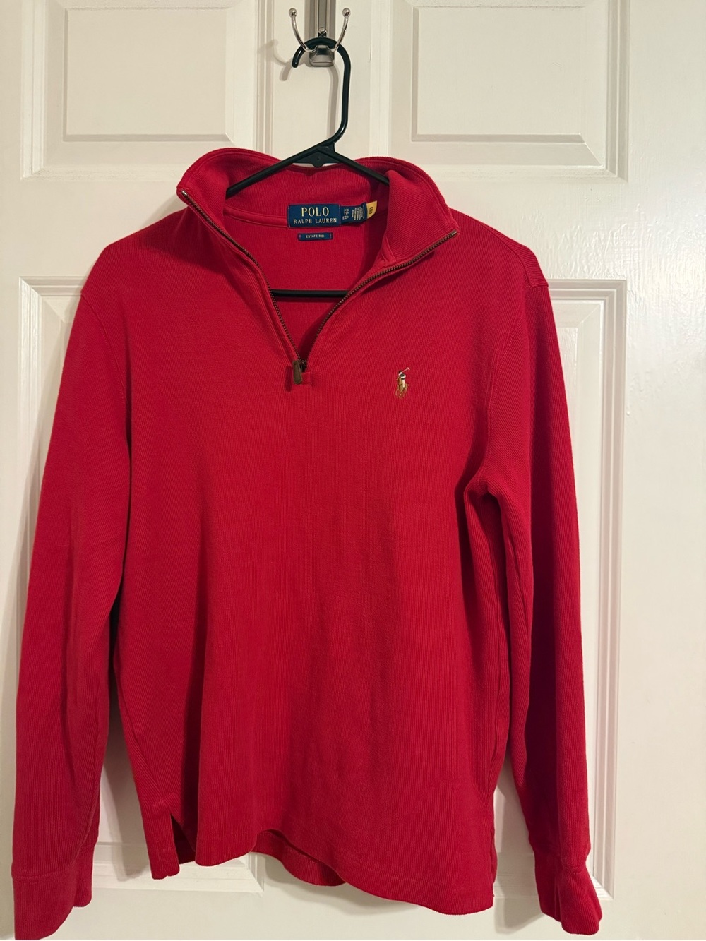 Ralph Lauren Red Men’s Quarter-Zip Pullover Sweatshirt
